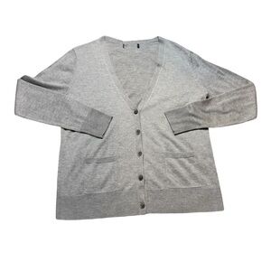 ✨🧵 Naadam 85% Silk‎ 15% Cashmere Gray V-Neck Button Front Cardigan Small 🧵✨